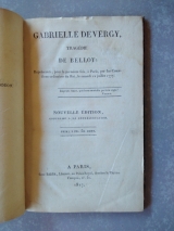 BELLOY. Gabrielle de Vergy, tragédie de Belloy. Paris, Barba, 1817. Relié
