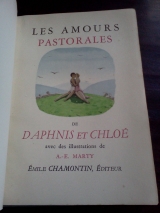 Longus. Marty, André-Édouard (ill.) Les amours pastorales de Daphnis et Chloé. Paris, Émile Chamontin, 1934. Exemplaire relié.