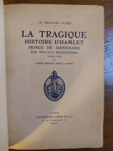 SHAKESPEARE, William. JOU, Louis (ill.) La tragique histoire d\'Hamlet, Prince de Danemark. Georges Crès, 1920. Cartonnage