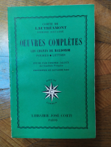 Ducasse, Isidore (Comte de Lautréamont). Œuvres complètes. Les Chants de Maldoror. Poésies. Lettres. Étude par Edmond Jaloux. Frontispice de Dali. Librairie Joseph Corti, n. d.