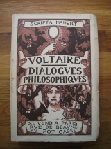 VOLTAIRE. CHAPRONT, Henry (ill.) Dialogues philosophiques. Paris, À l\'Enseigne du Pot cassé, 1929. Ex. sur Chesterfield.