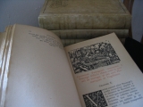 RABELAIS, François. Œuvres en quatre volumes. Éditions de la Sirène, Paris, 1919-1924. Orné de figures du temps. Reliure plein velin.